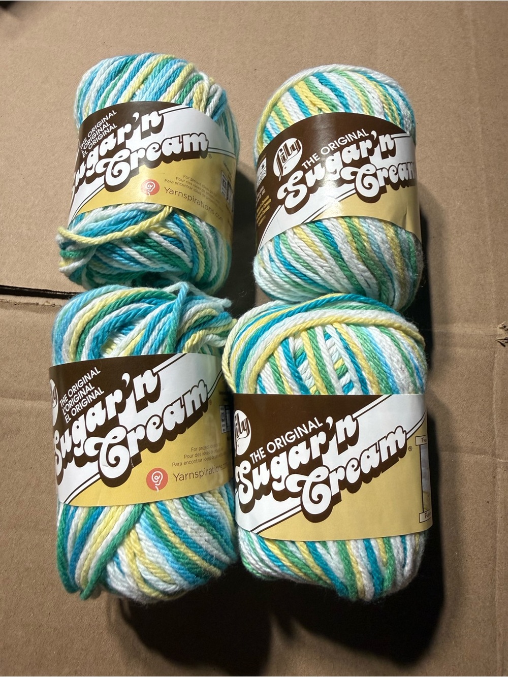 Sugar'n Cream Mod Ombre Multi-Color Cotton Yarn Lot of 4